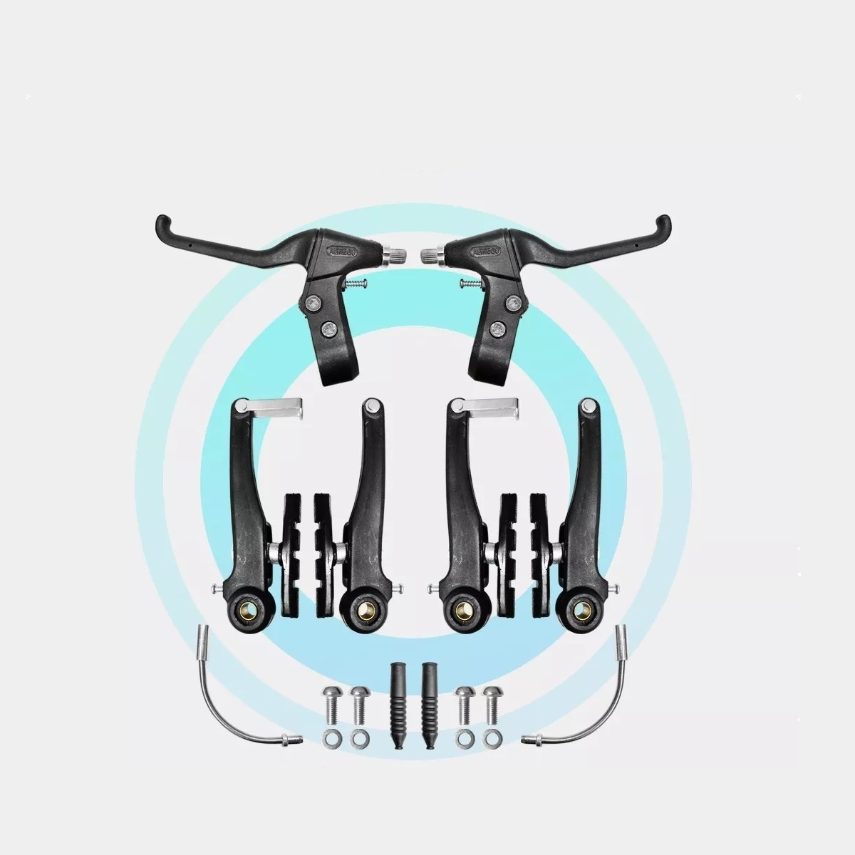 Juego Completo De Frenos V-brake Bicicleta Acero Plastificad