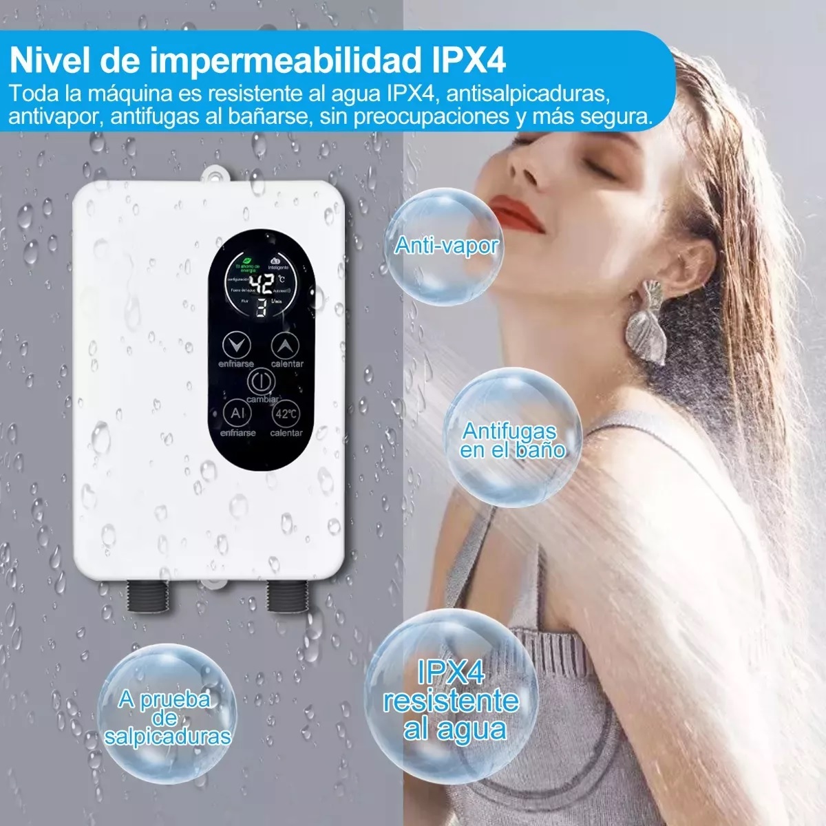 Calentador De Agua Paso Instantaneo 3400 W 110 V