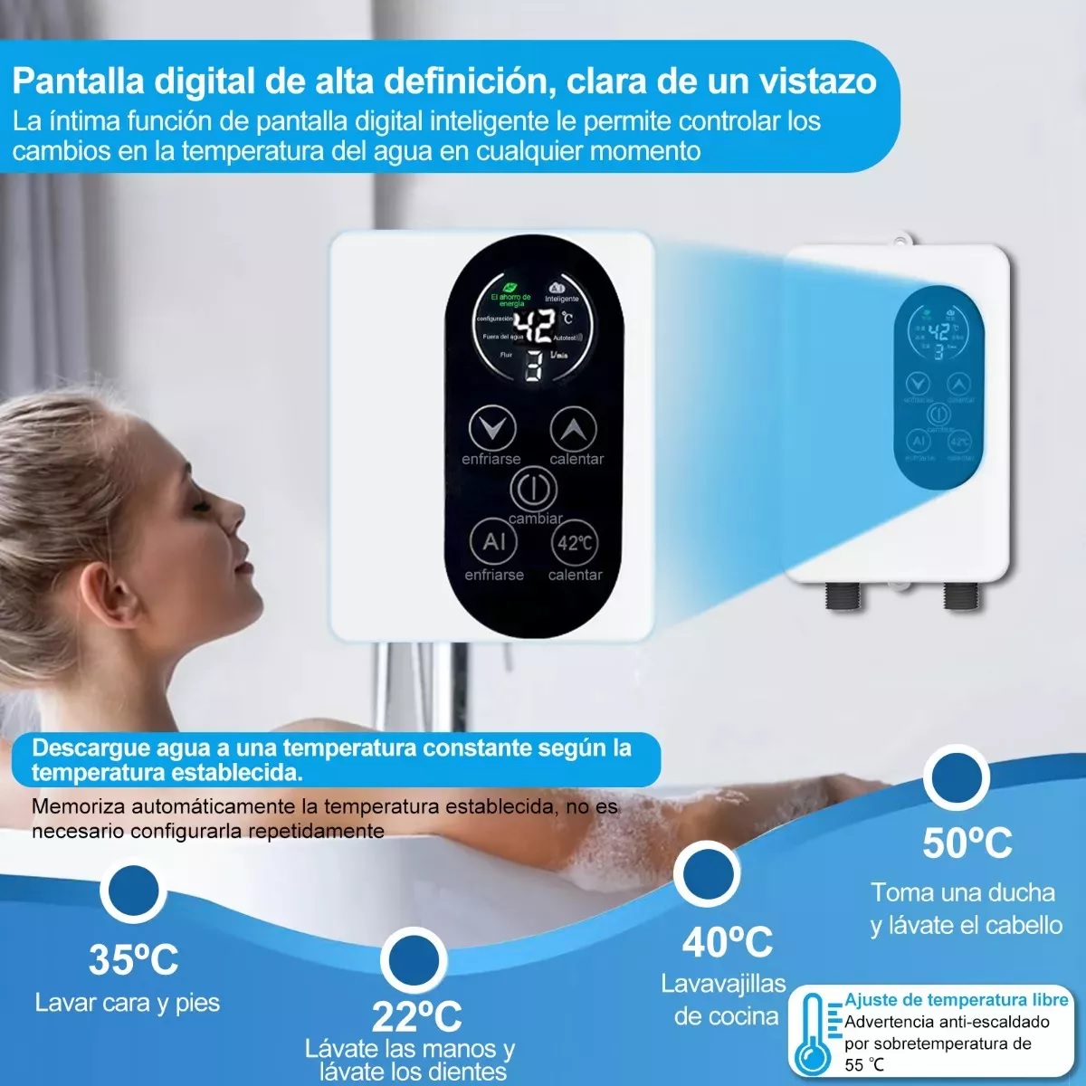 Calentador De Agua Paso Instantaneo 3400 W 110 V