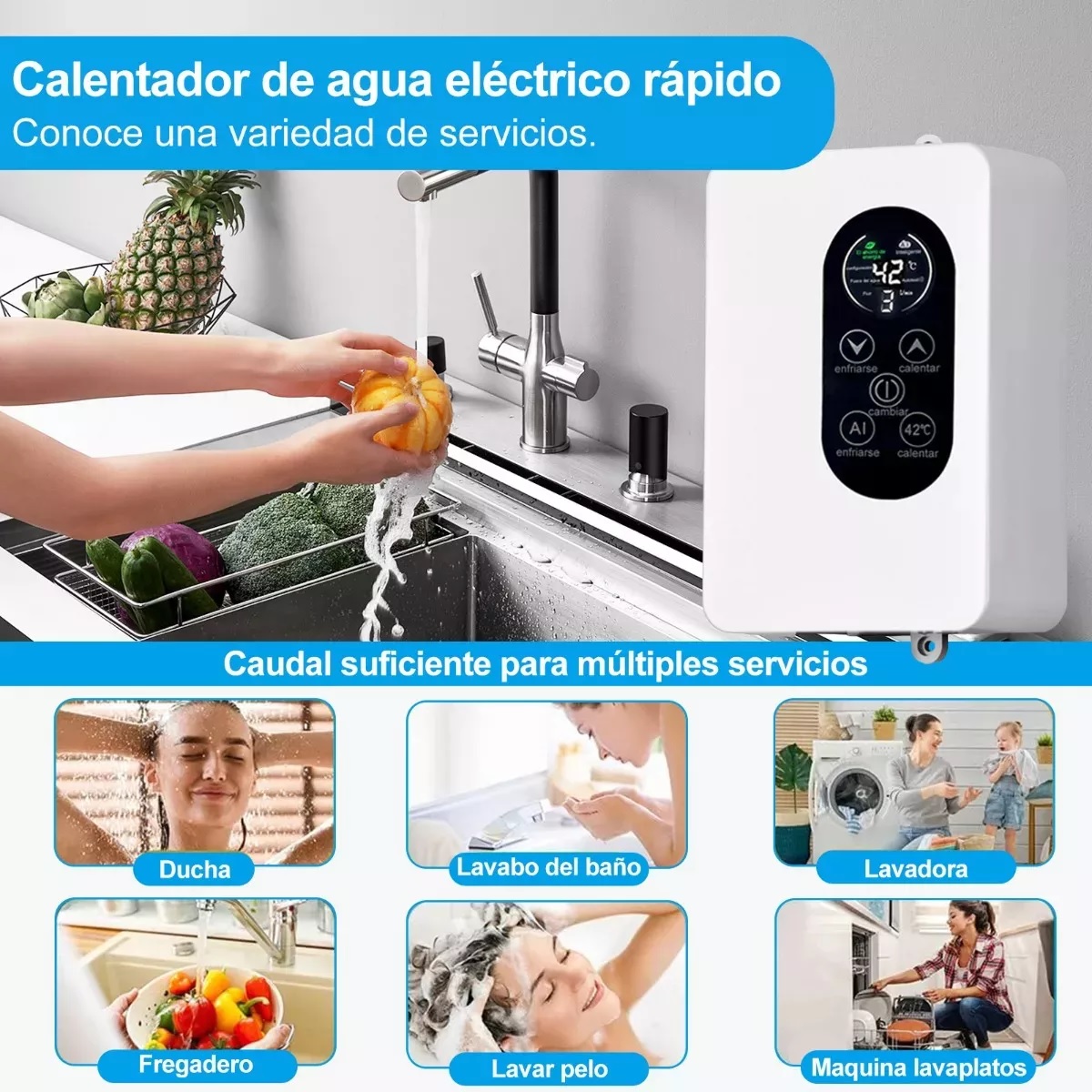 Calentador De Agua Paso Instantaneo 3400 W 110 V