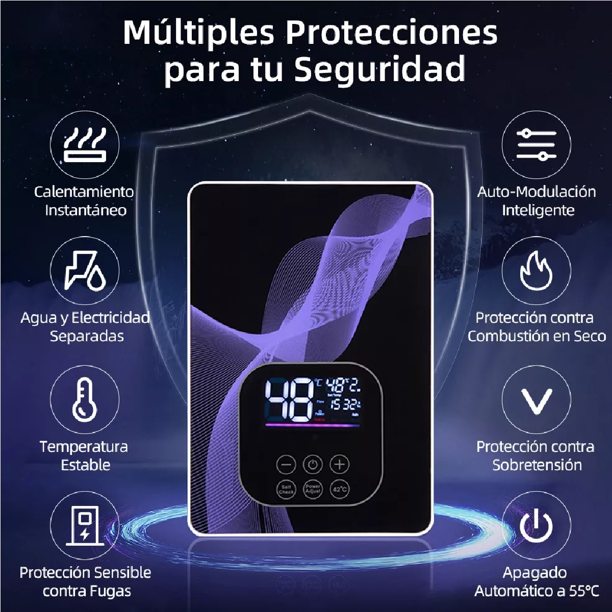 Calentador De Agua Eléctrico YT001 Negro 110V
