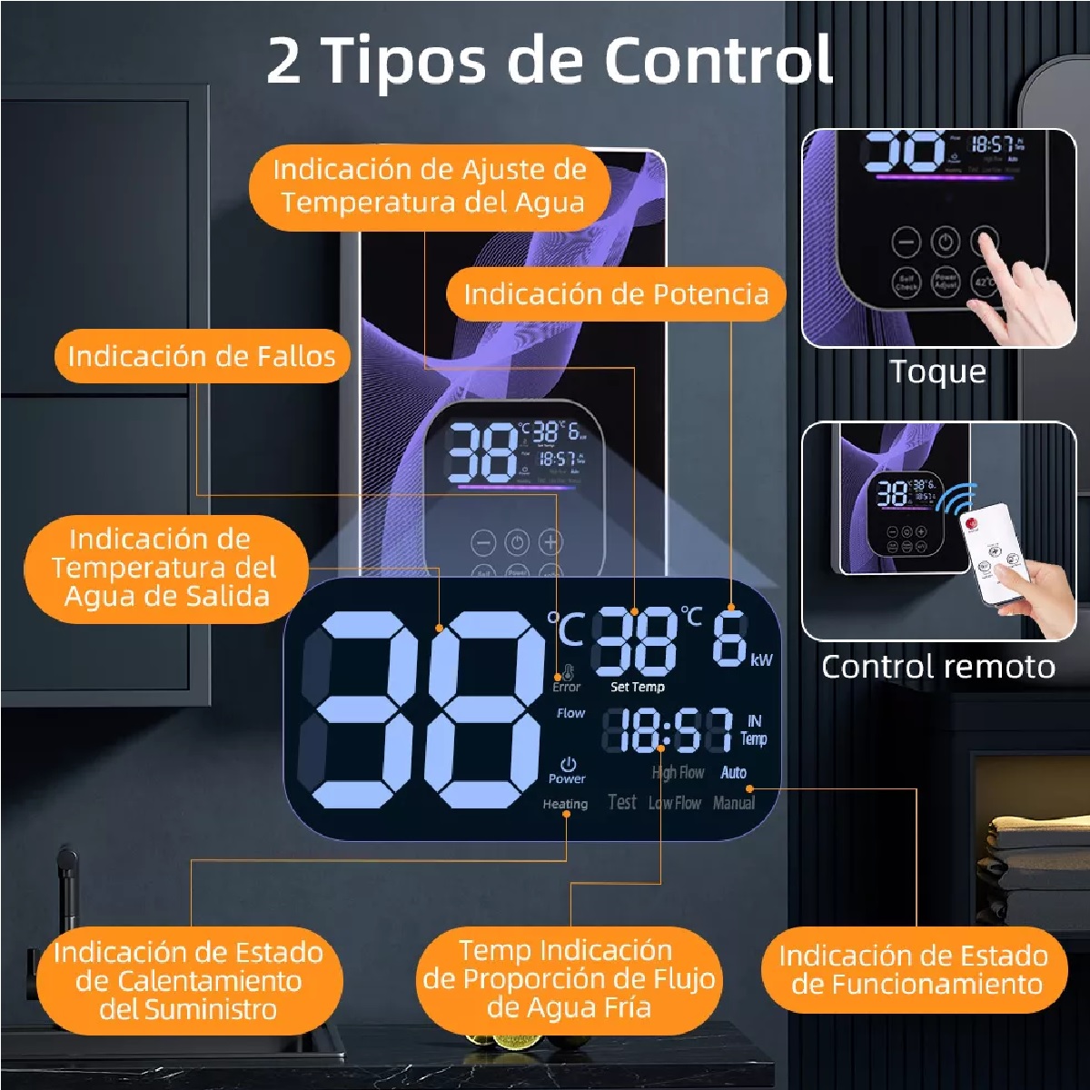 Calentador De Agua Eléctrico YT001 Negro 110V