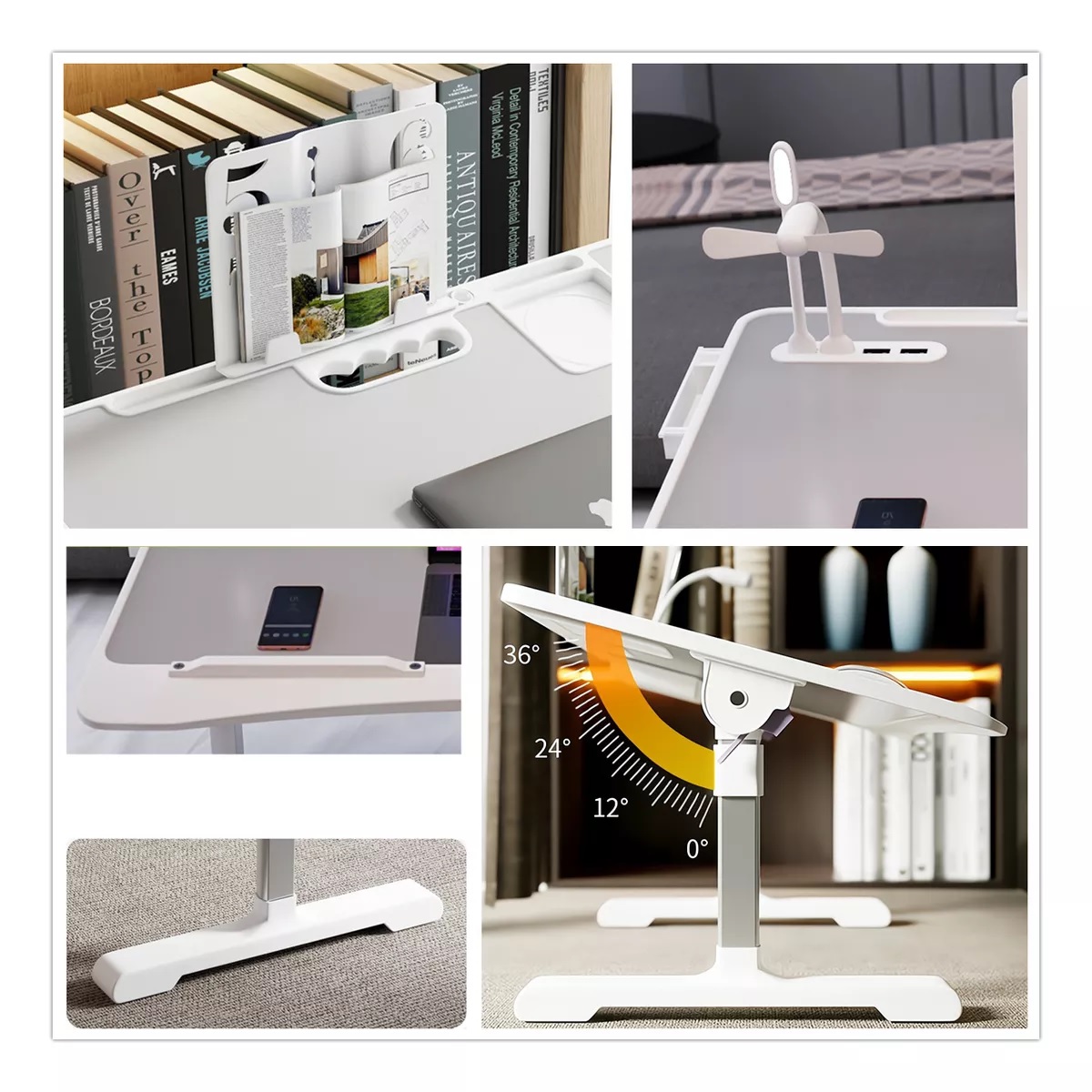 Mesa De Ordenador Cama Plegable Y Elevable Blanco