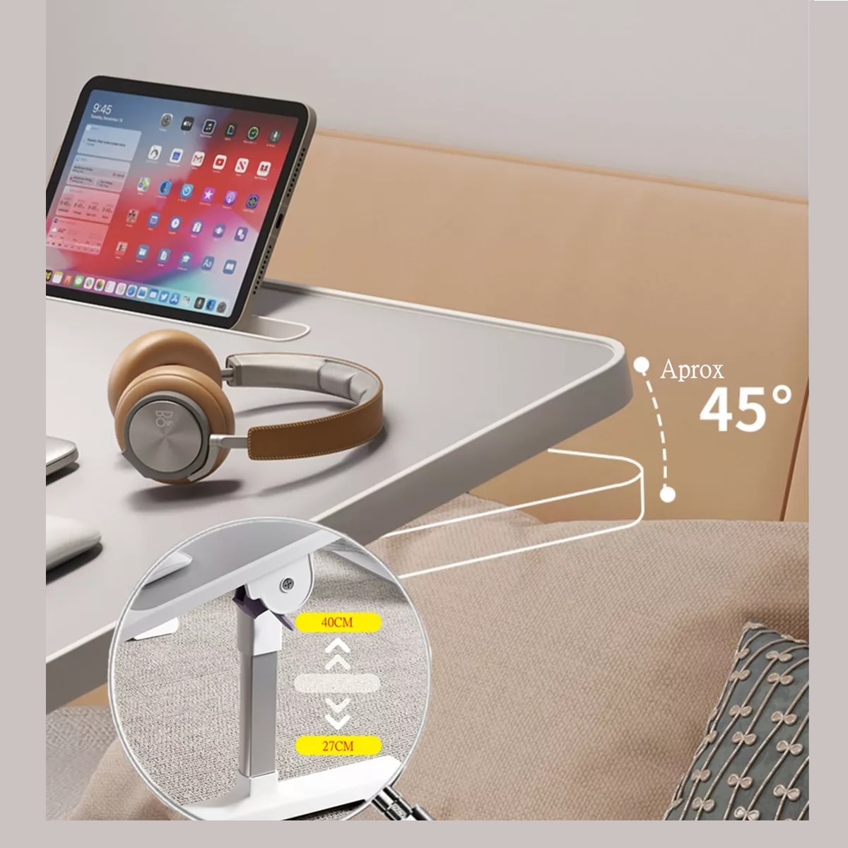 Mesa De Ordenador Cama Plegable Y Elevable Blanco