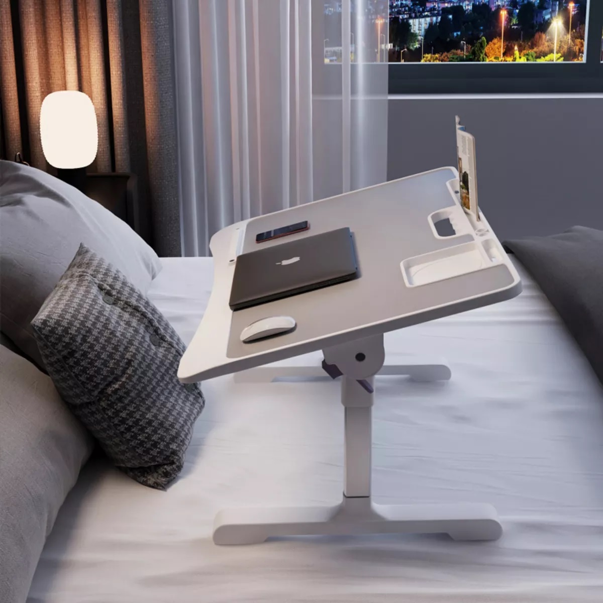 Mesa De Ordenador Cama Plegable Y Elevable Blanco