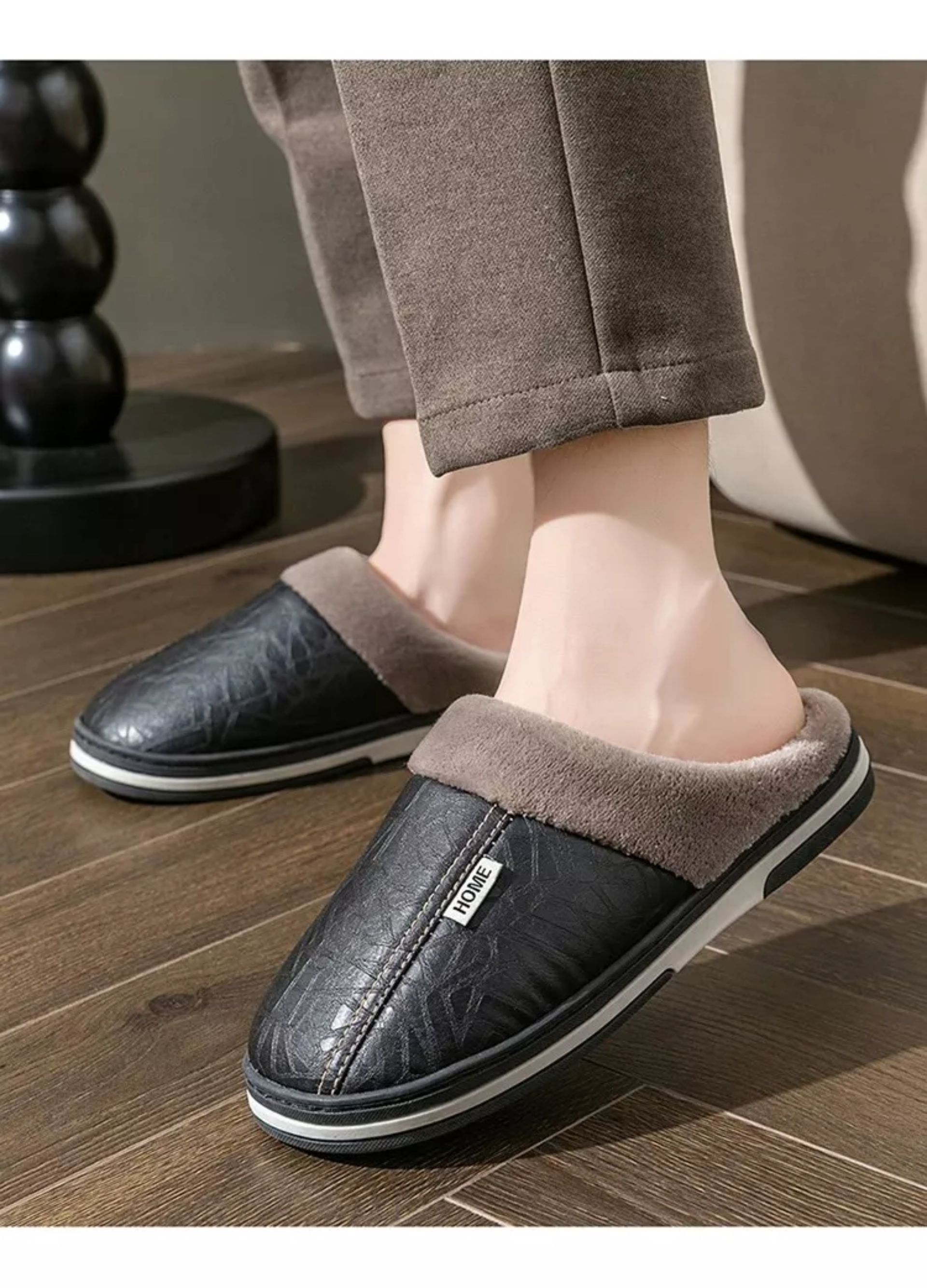 Zapatillas Casa Invierno Hombre Piel Sintética Impermeable