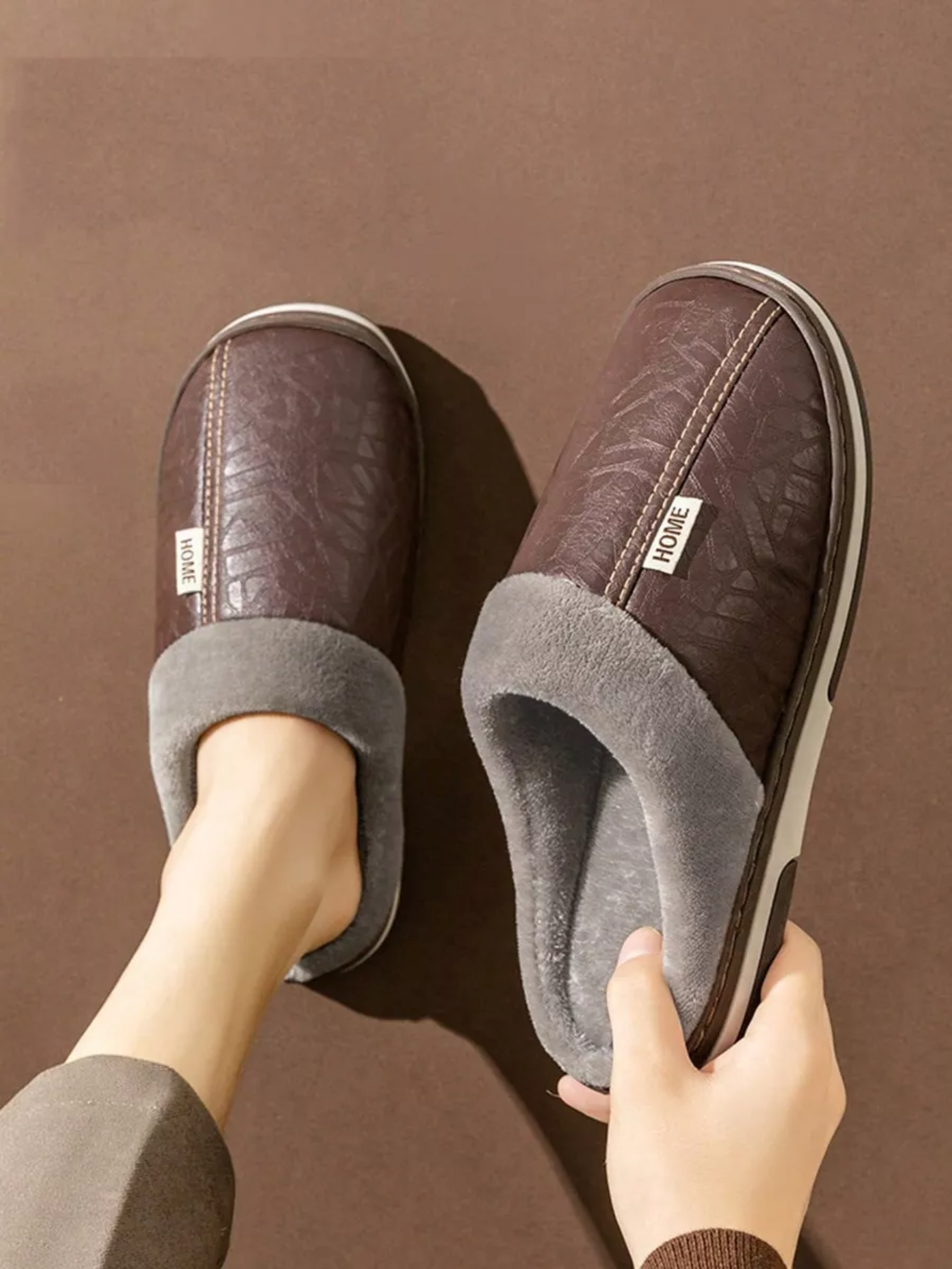 Zapatillas Casa Invierno Hombre Piel Sintética Impermeable