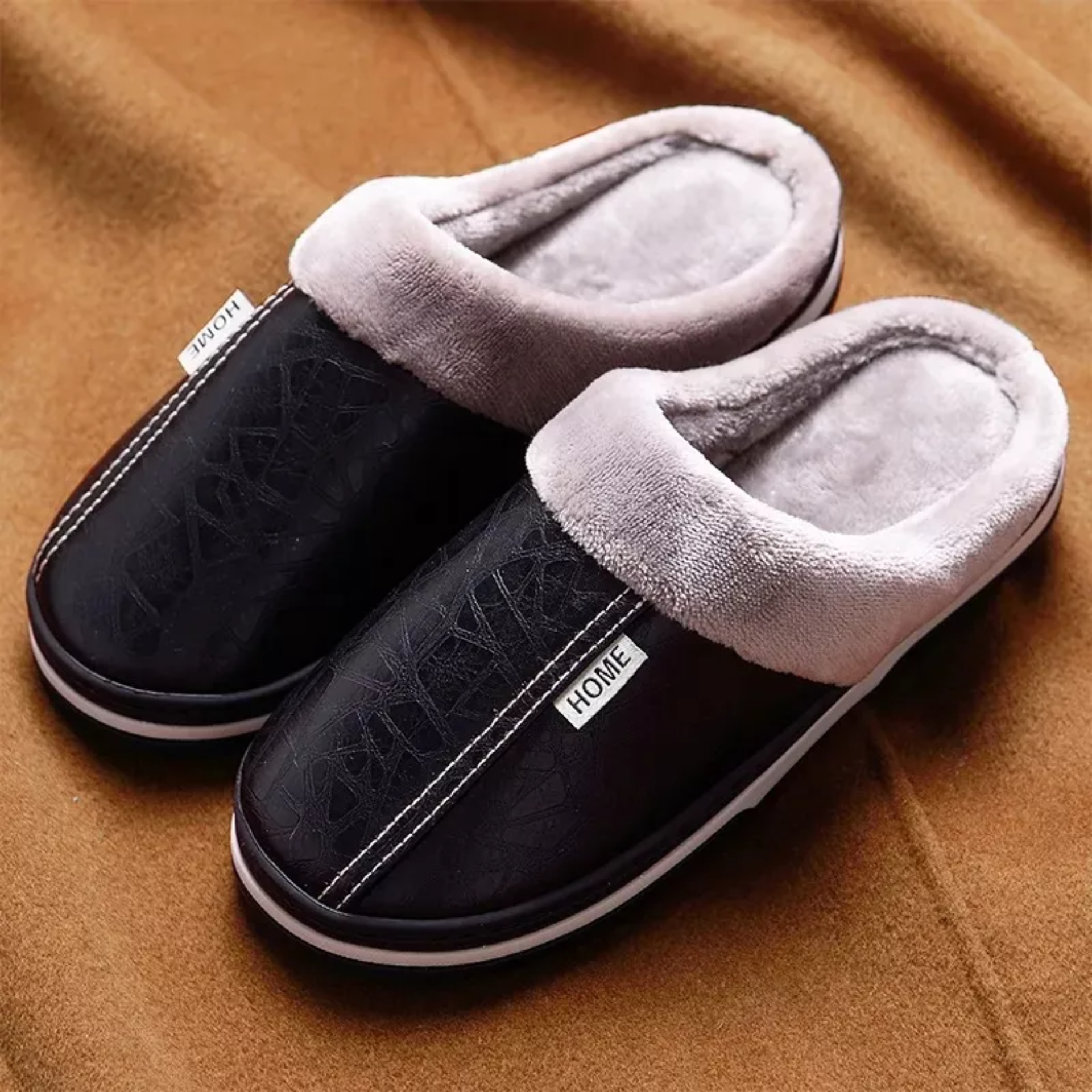 Zapatillas Casa Invierno Hombre Piel Sintética Impermeable