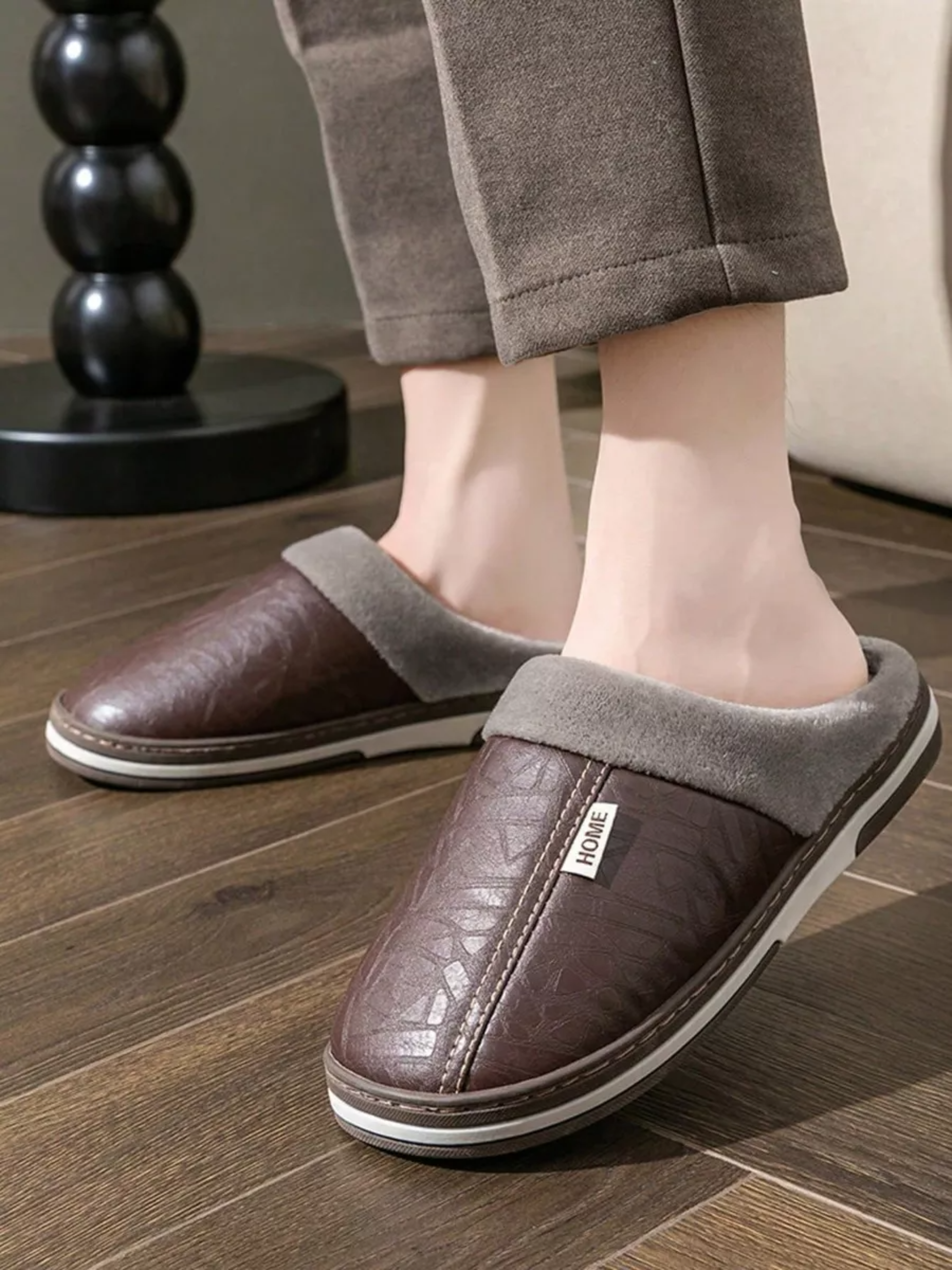 Zapatillas Casa Invierno Hombre Piel Sintética Impermeable