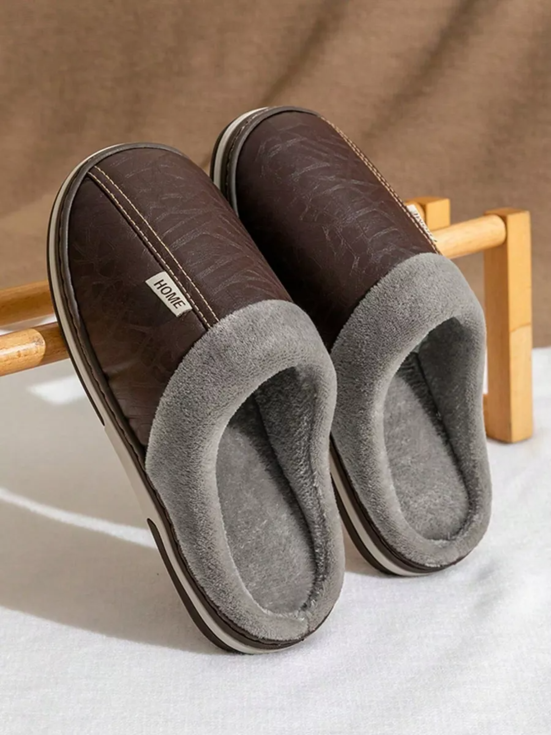 Zapatillas Casa Invierno Hombre Piel Sintética Impermeable