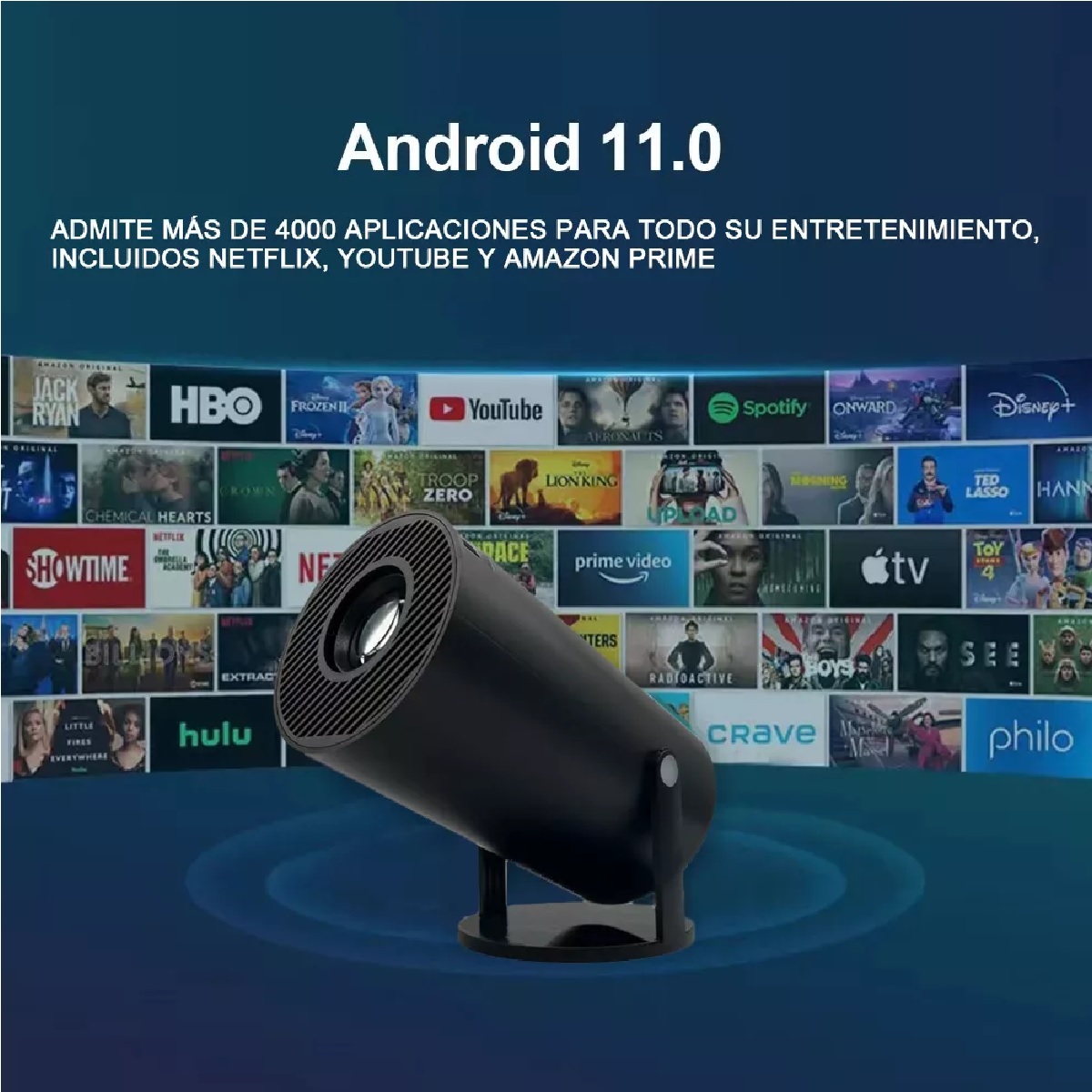 Proyector Hy300 Wifi Hd 200ansi Android 11. Gris Oscuro, 110 V/220 