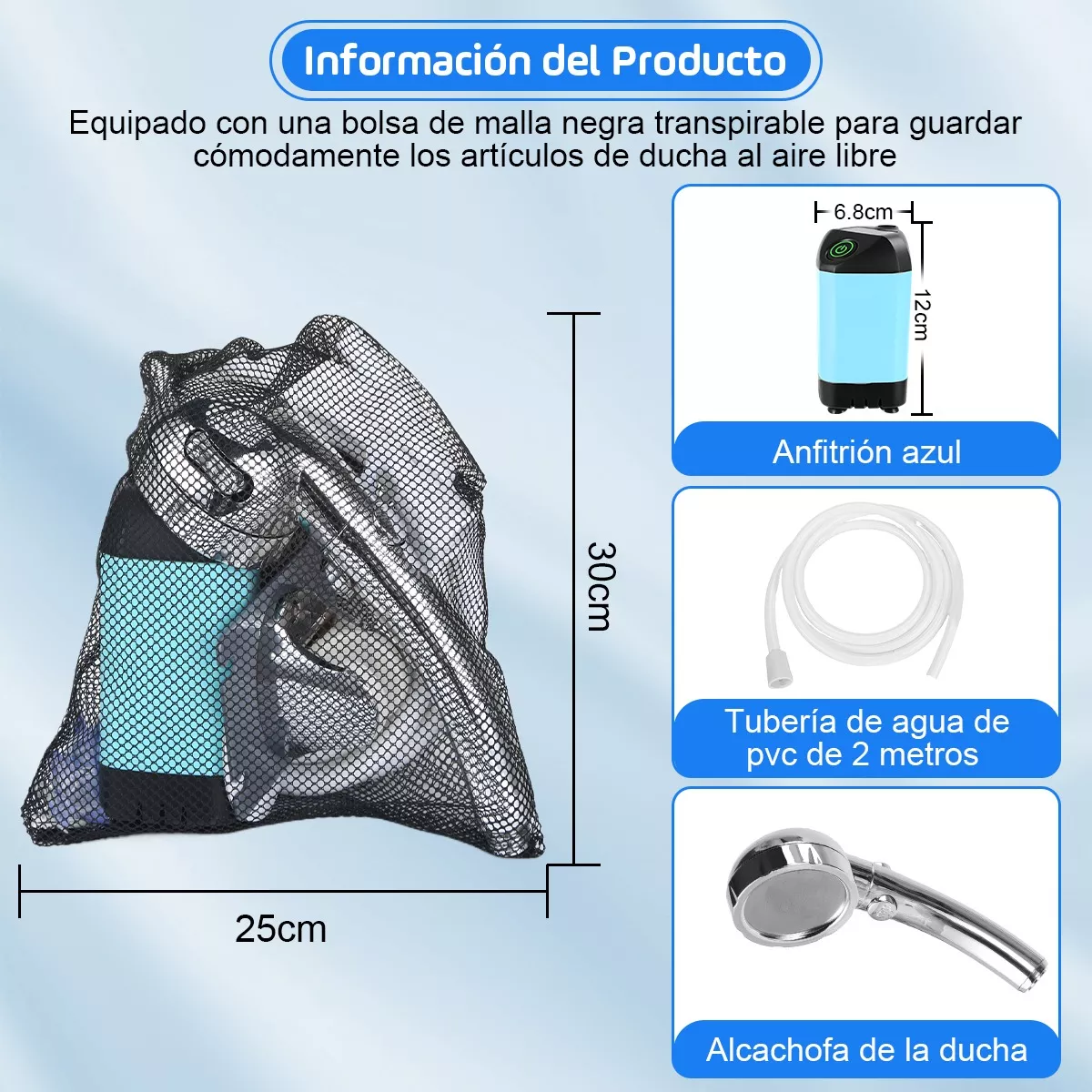 Regadera Ducha Portatil Recargable 3 Modos Acampar Viajar