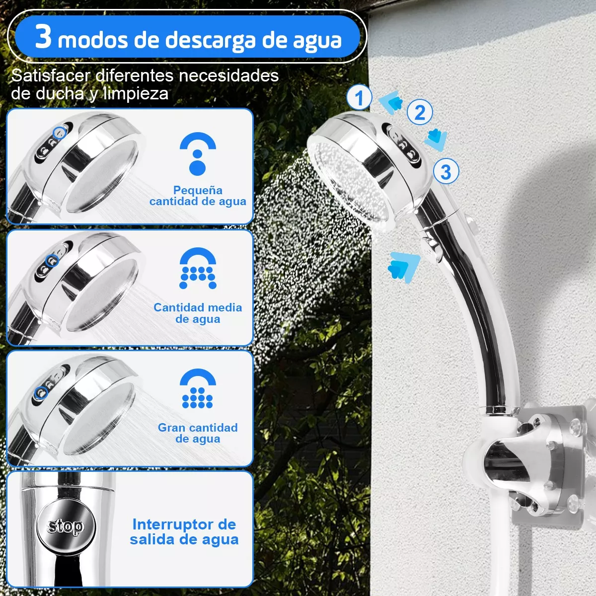 Regadera Ducha Portatil Recargable 3 Modos Acampar Viajar