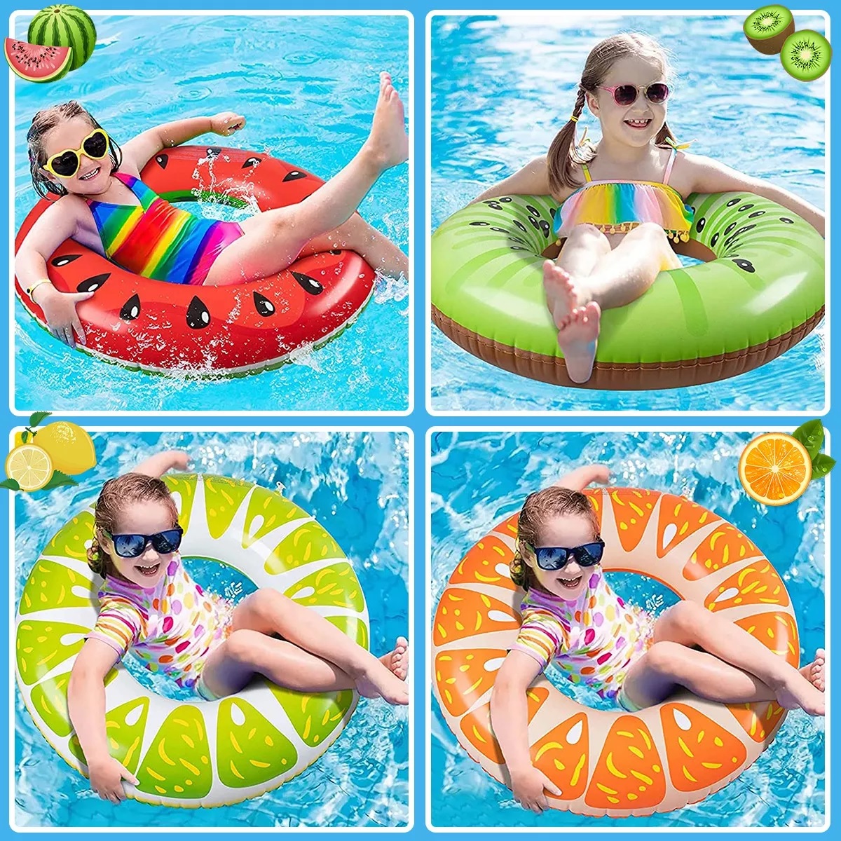 Set 4pzs Salvavidas Inflables 70cm Para Alberca Para Playa Niños