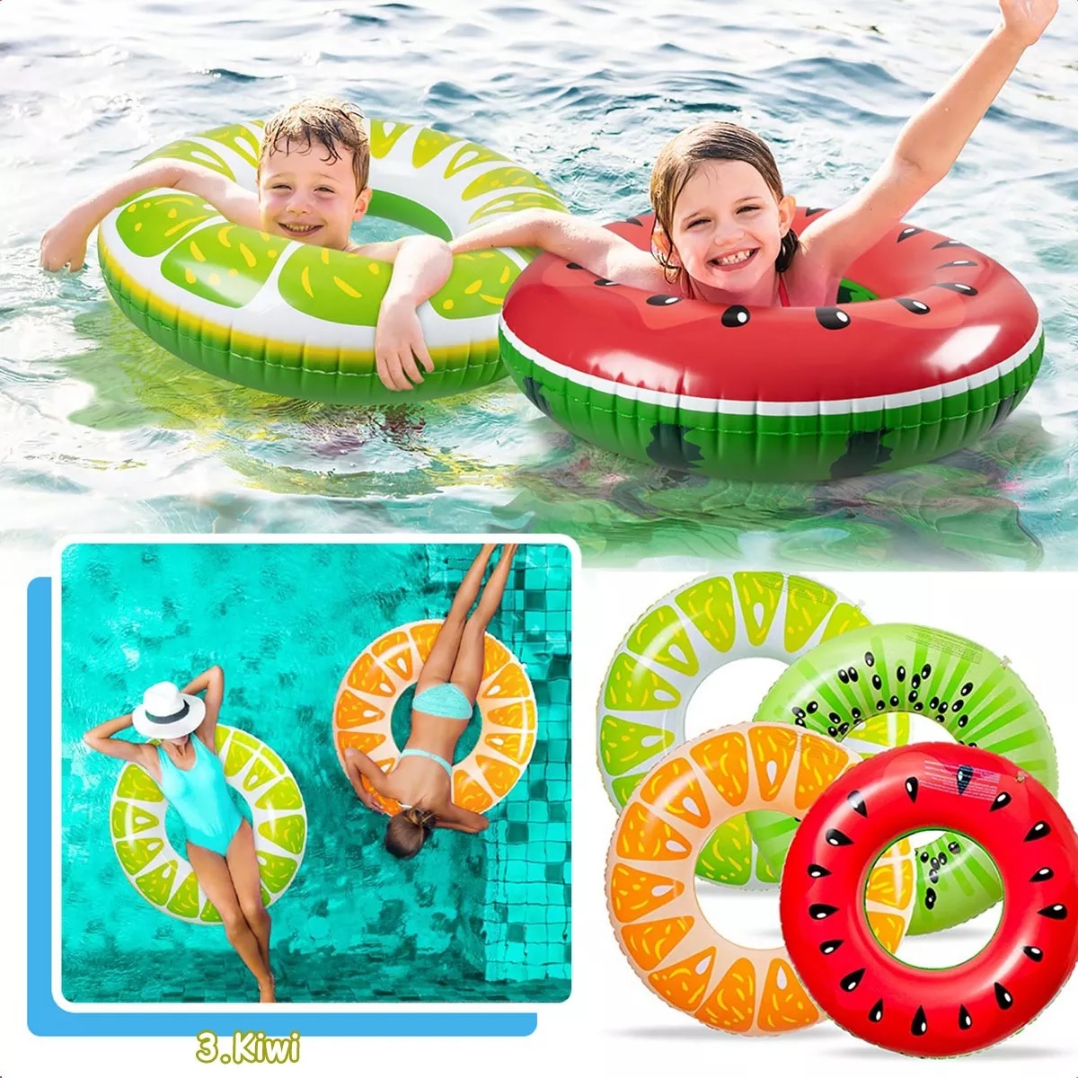Set 4pzs Salvavidas Inflables 70cm Para Alberca Para Playa Niños