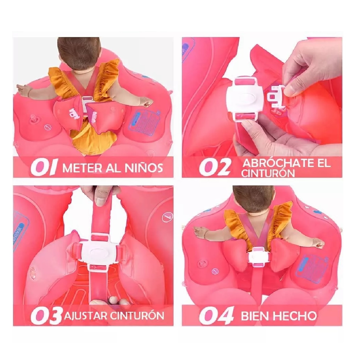 Salvavidas Inflables Flotador Bebe Alberca Playa Con Sombra Rosa