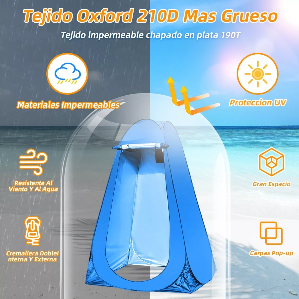 Tiendas De Campaña Vestidor Portatil+luz Y Bolsa De Ducha Agua