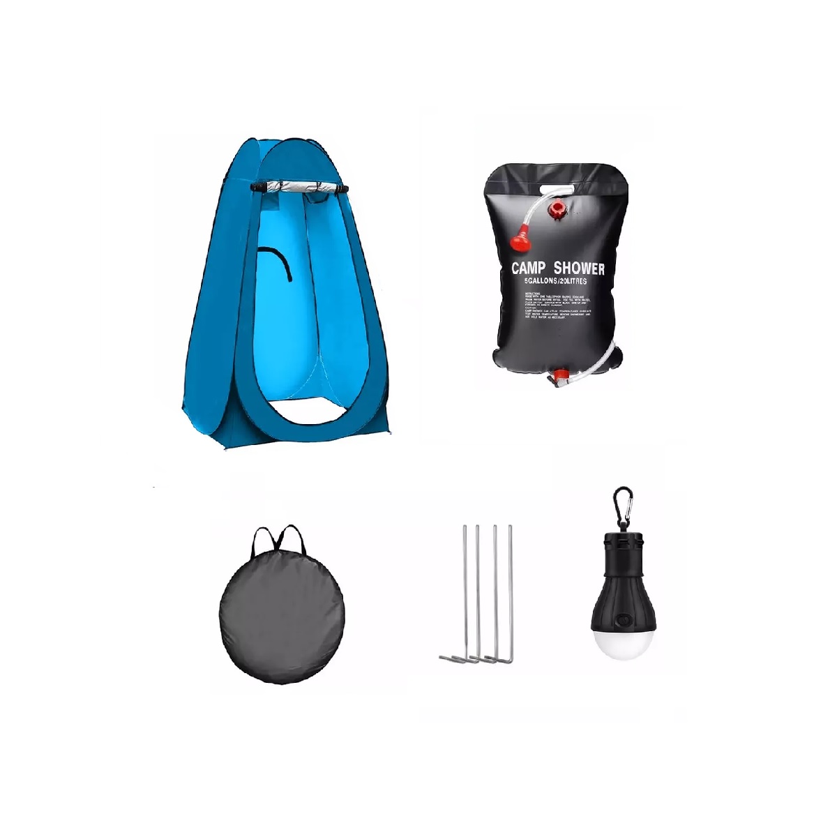 Tiendas De Campaña Vestidor Portatil+luz Y Bolsa De Ducha Agua