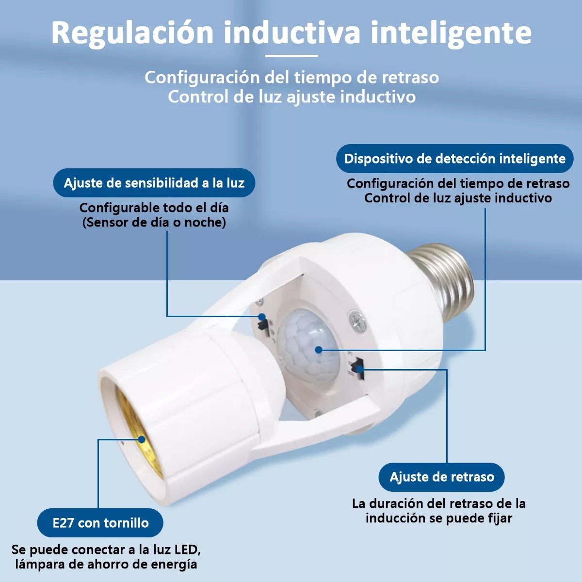 Porta Lámpara Sensor De Movimiento 360° Grados Infrarrojo E27 Socket 