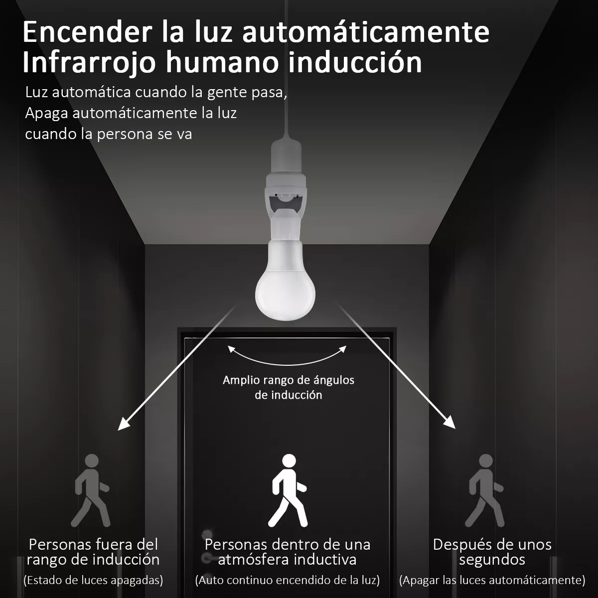 Porta Lámpara Sensor De Movimiento 360° Grados Infrarrojo E27 Socket 