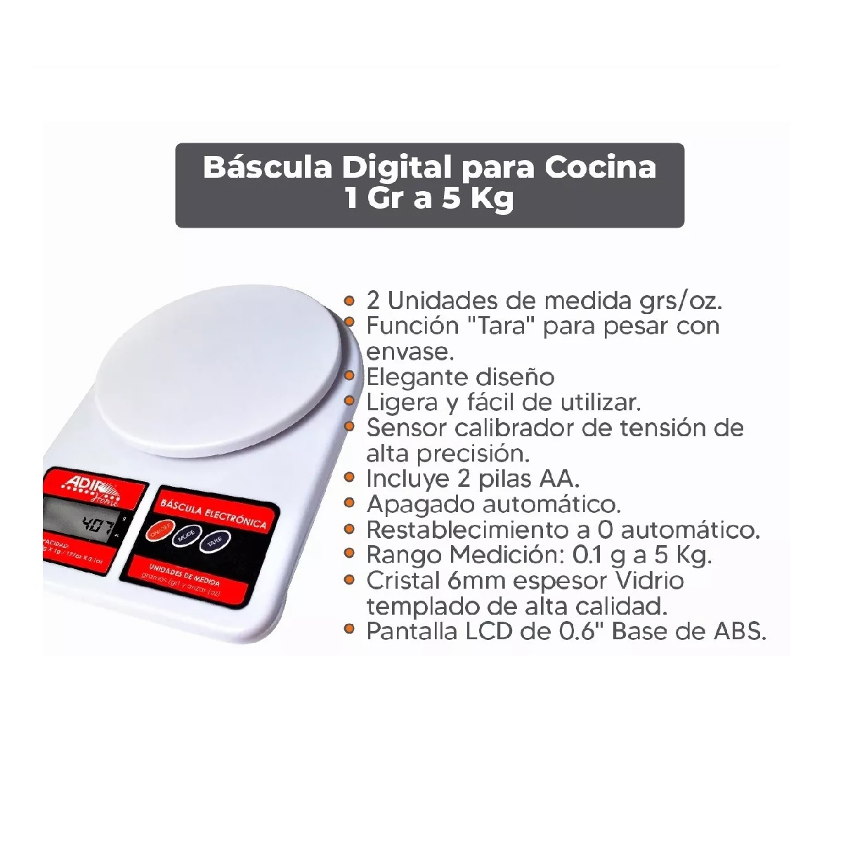 Bascula Gramera Bascula Digital Para Cocina Adir Báscula Digital Para  Cocina Grs A Kg Adir 1676, image size:1200x1200