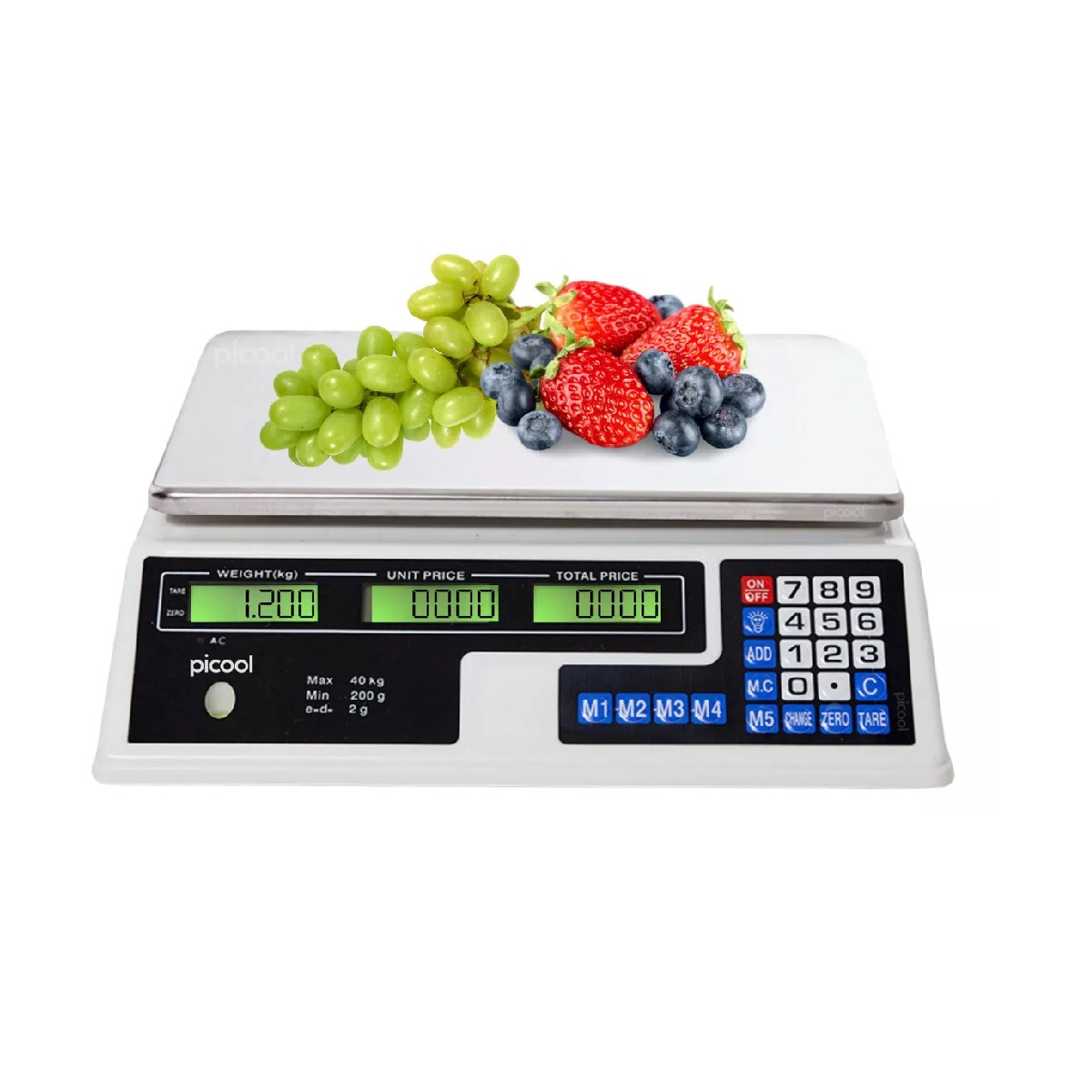 Báscula Comercial Digital 40 Kg Recargable Color Blanco
