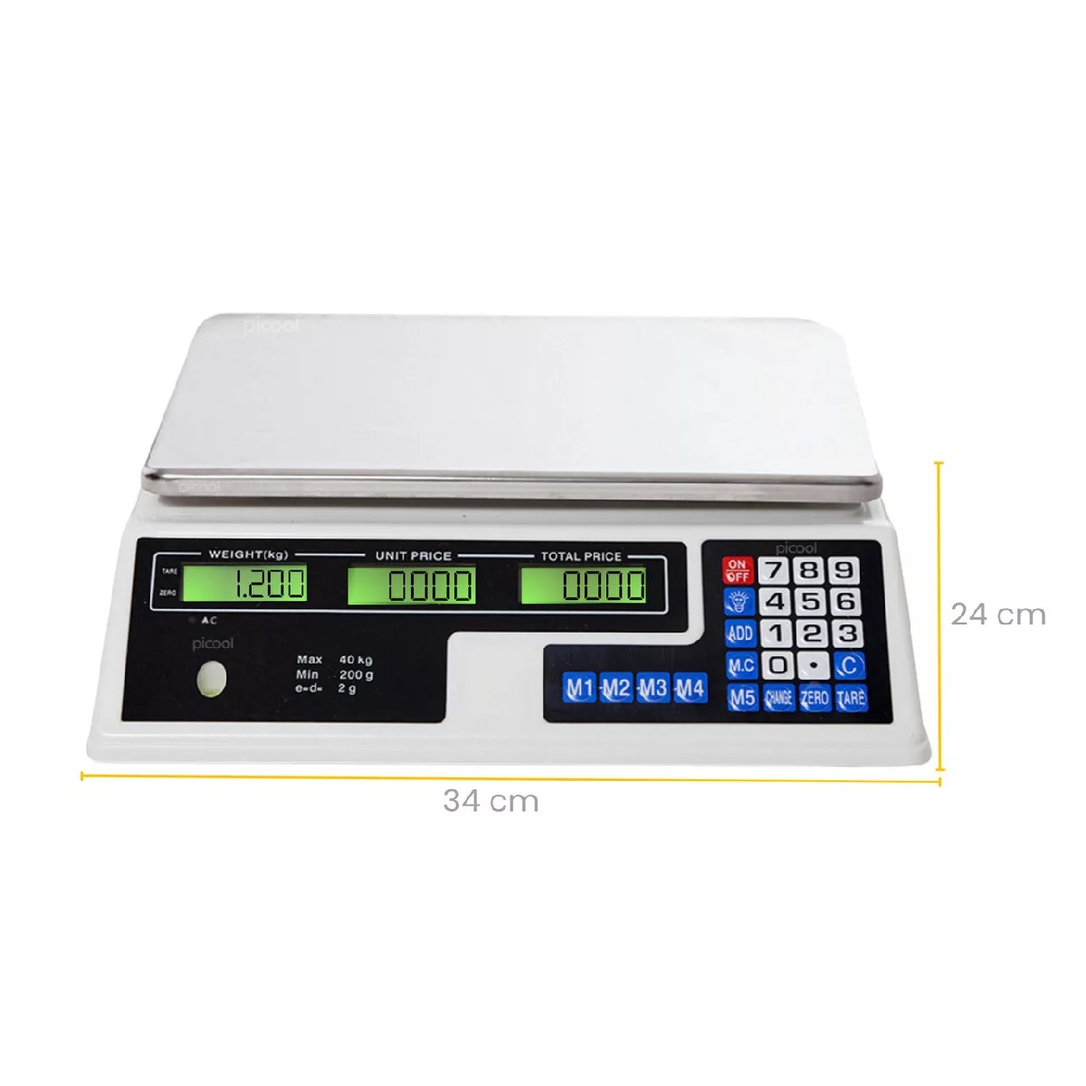 Báscula Comercial Digital 40 Kg Recargable Color Blanco