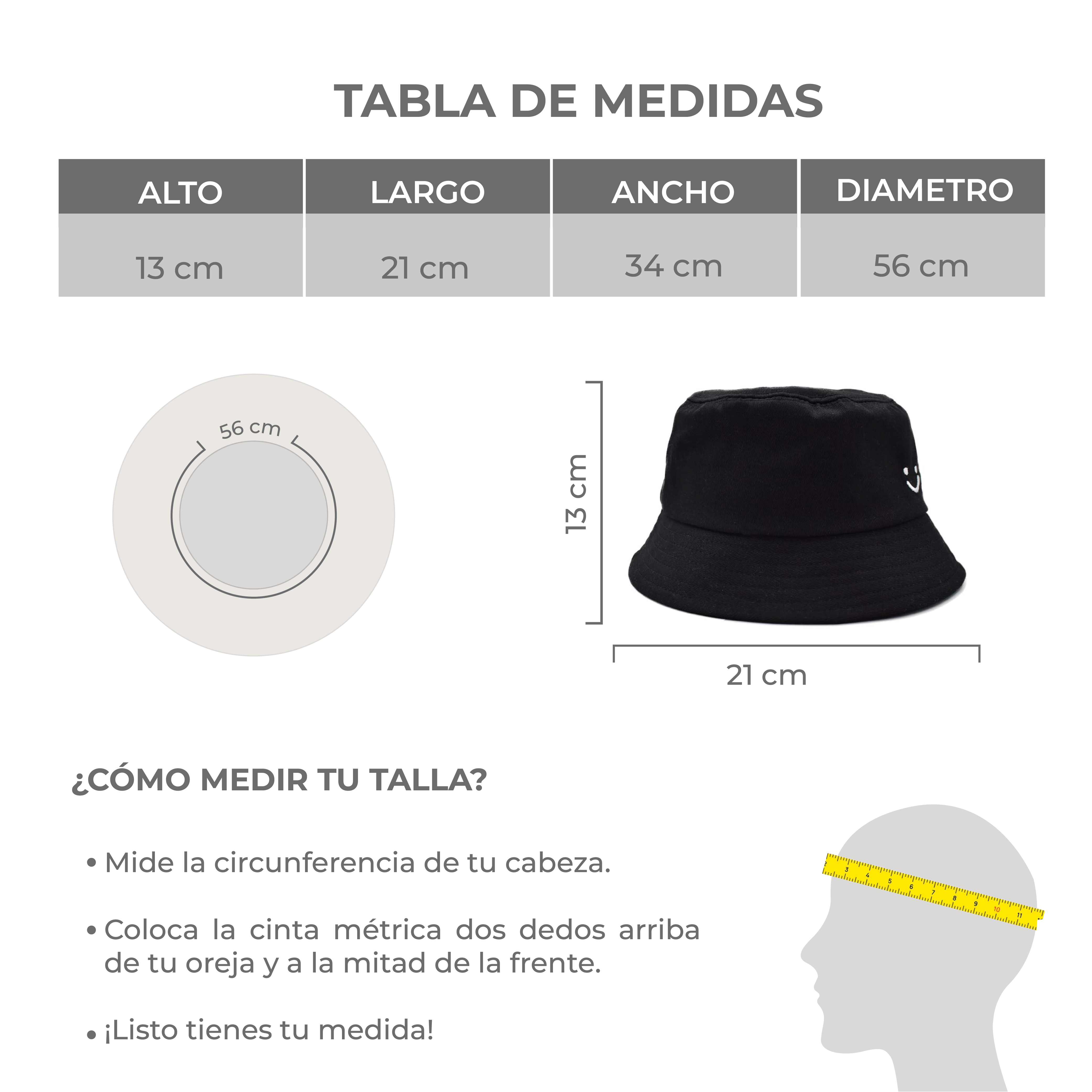 Gorro Bucket Negro con Carita Feliz 