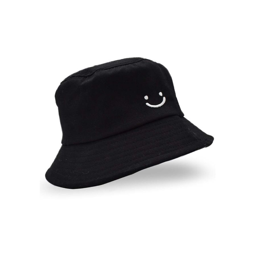 Gorro Bucket Negro con Carita Feliz 