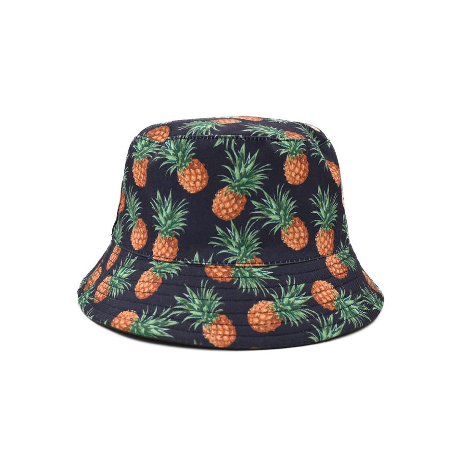 Sombrero Bucket Doble Vista Print Piñas y Verde 