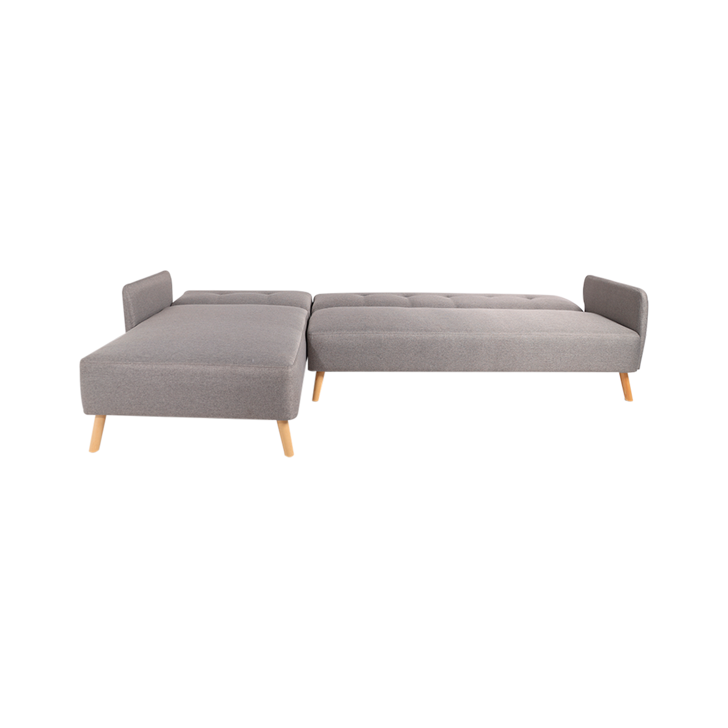 Sofá Escuadra Convertible en 2 Sofá Cama Izquierdo con Tapizado Color Gris. Estructura de Madera Sólida