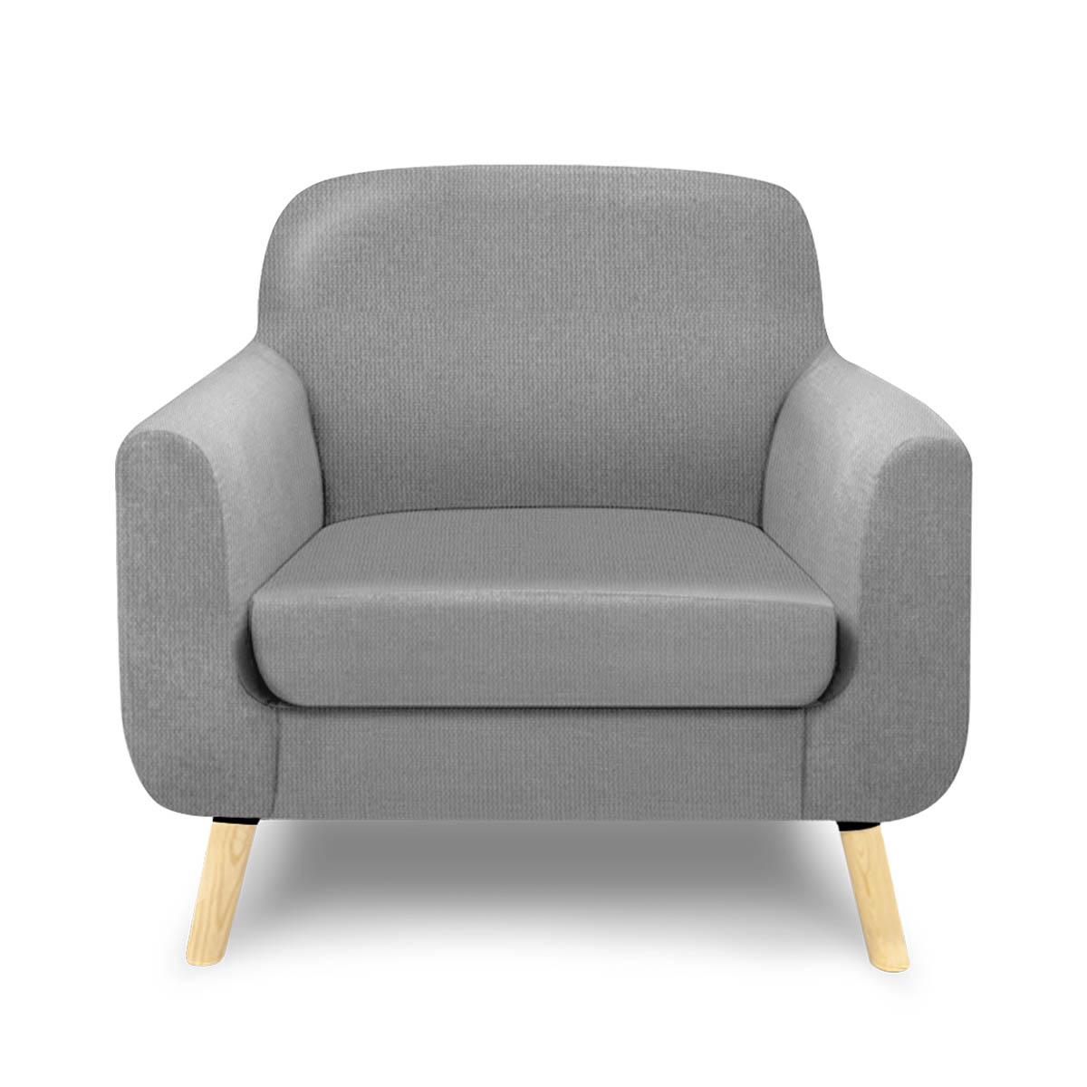 Sillón Individual con Tapizado Gris Claro. Estructura de Madera Sólida