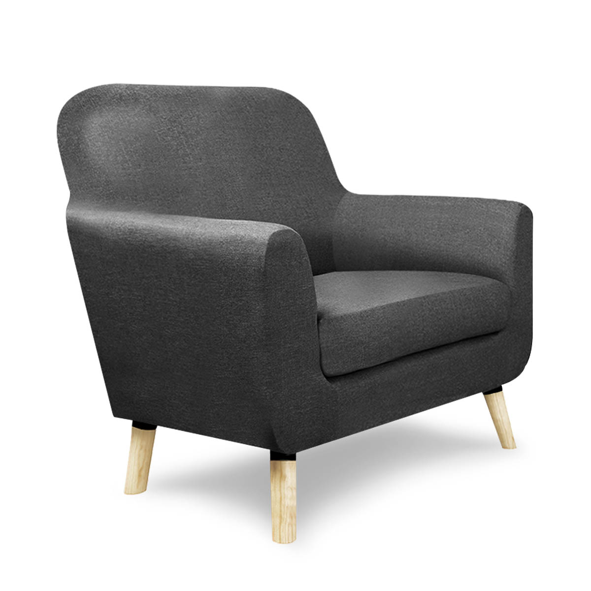 Sillón Individual con Tapizado Gris Oscuro. Estructura de Madera Sólida