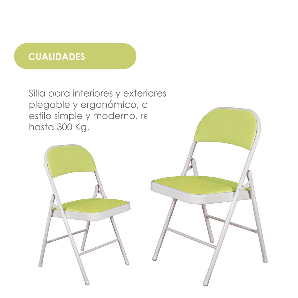 Set De 6 Sillas Plegables Ilios Innova Acojinadas Color Verde Limón
