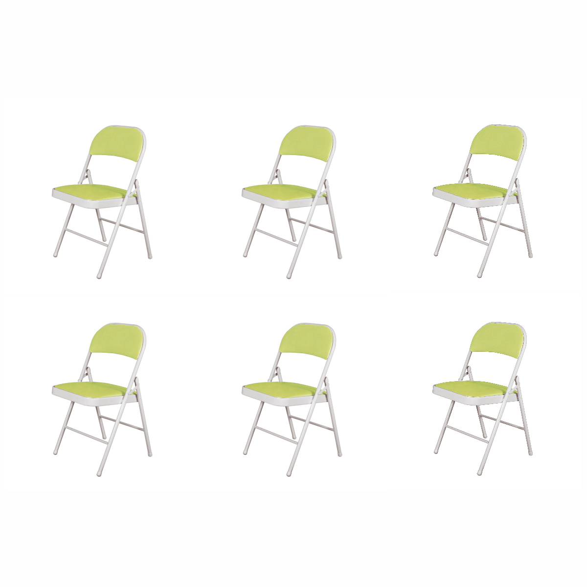 Set De 6 Sillas Plegables Ilios Innova Acojinadas Color Verde Limón