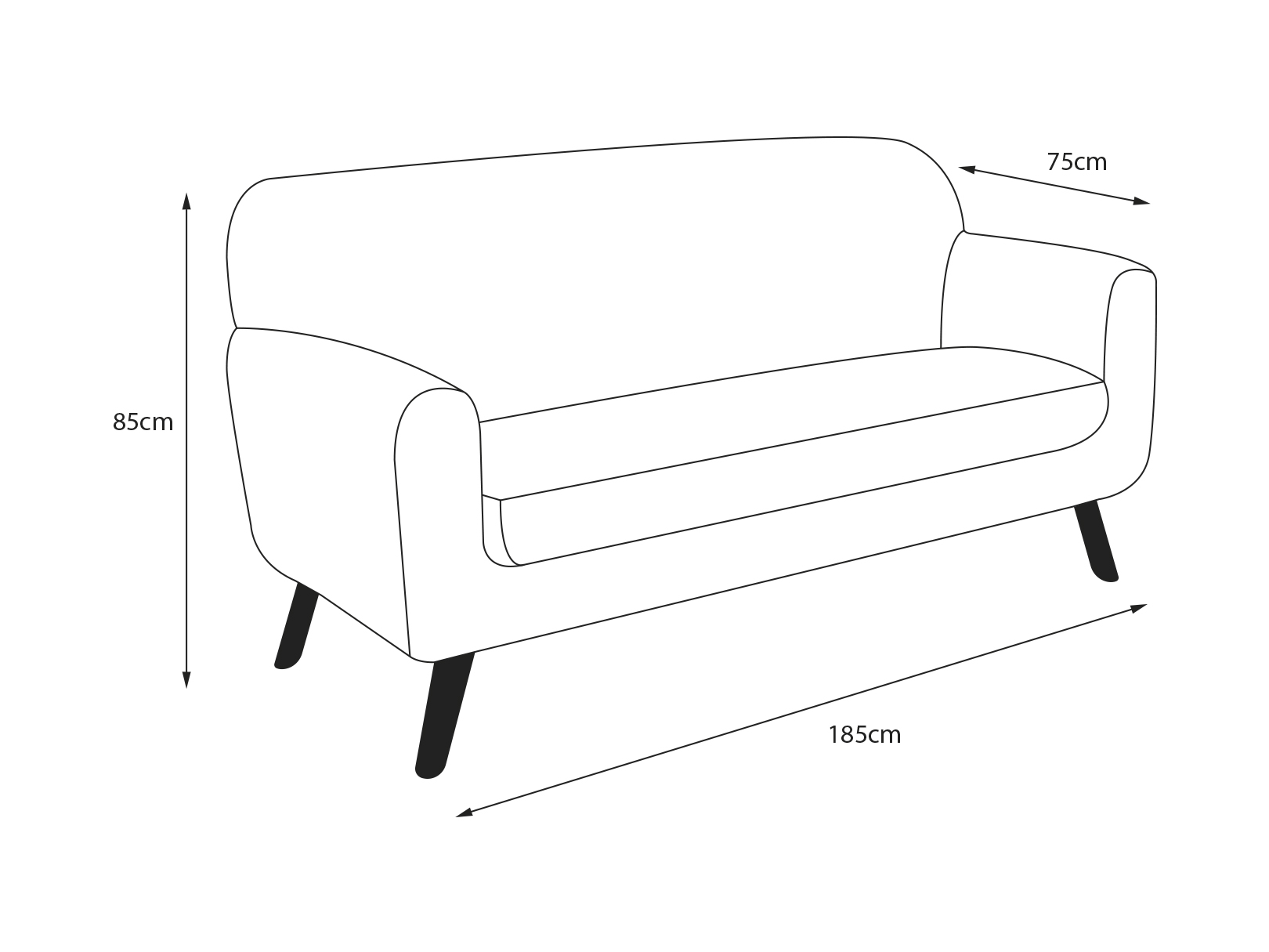 Sofá de 3 plazas con Tapizado Gris Claro. Estructura de Madera Sólida