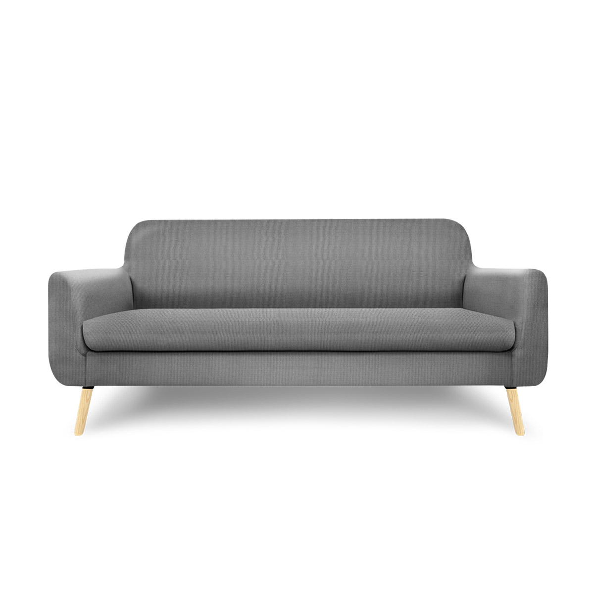 Sofá de 3 plazas con Tapizado Gris Claro. Estructura de Madera Sólida