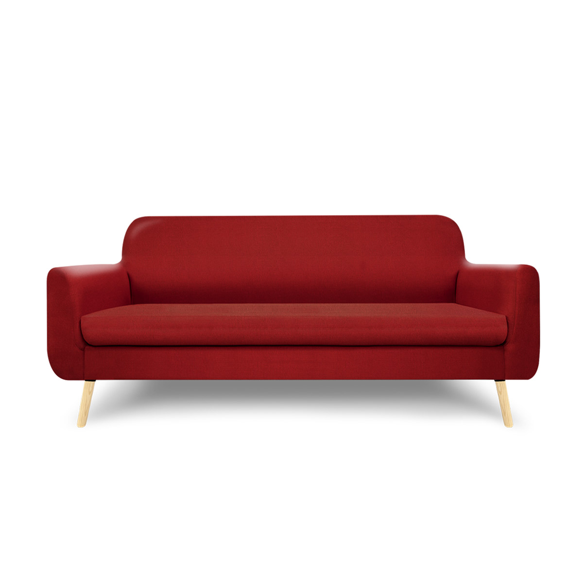 Sofá de 3 plazas con Tapizado Rojo. Estructura de Madera Sólida
