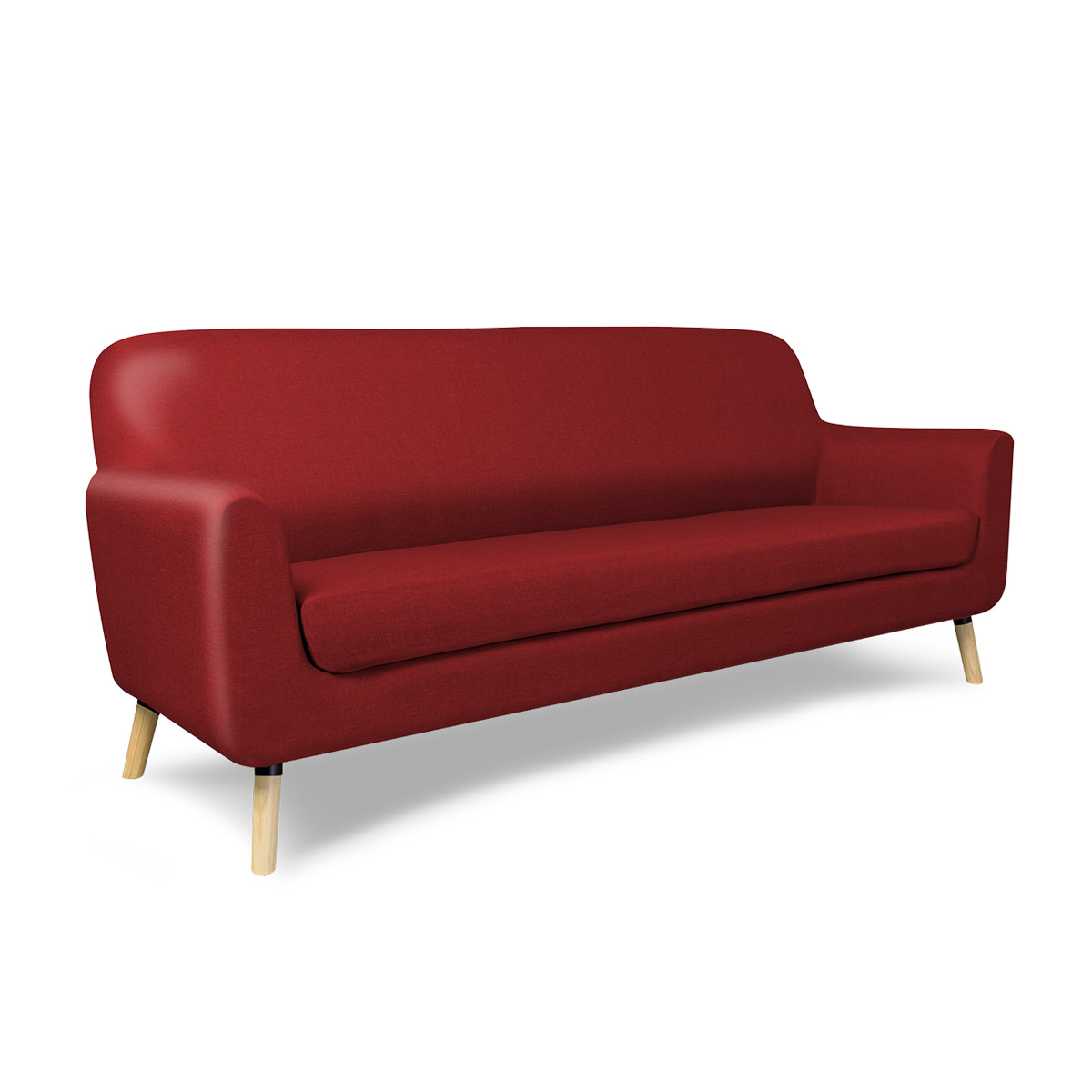 Sofá de 3 plazas con Tapizado Rojo. Estructura de Madera Sólida