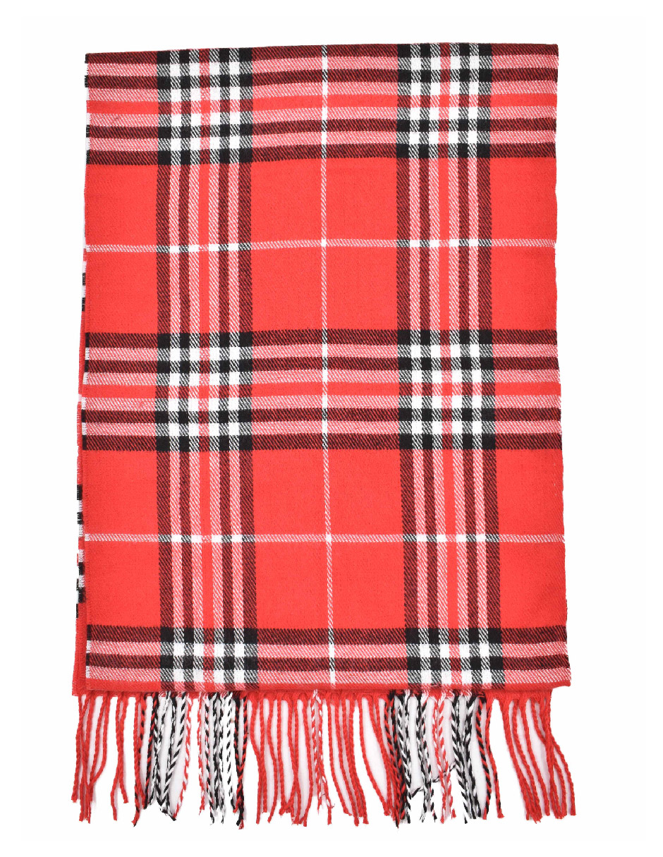 Bufanda Básica Unisex de Cuadros Color Rojo 