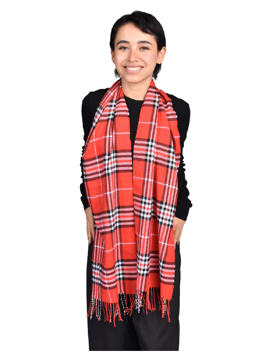 Bufanda Básica Unisex de Cuadros Color Rojo 