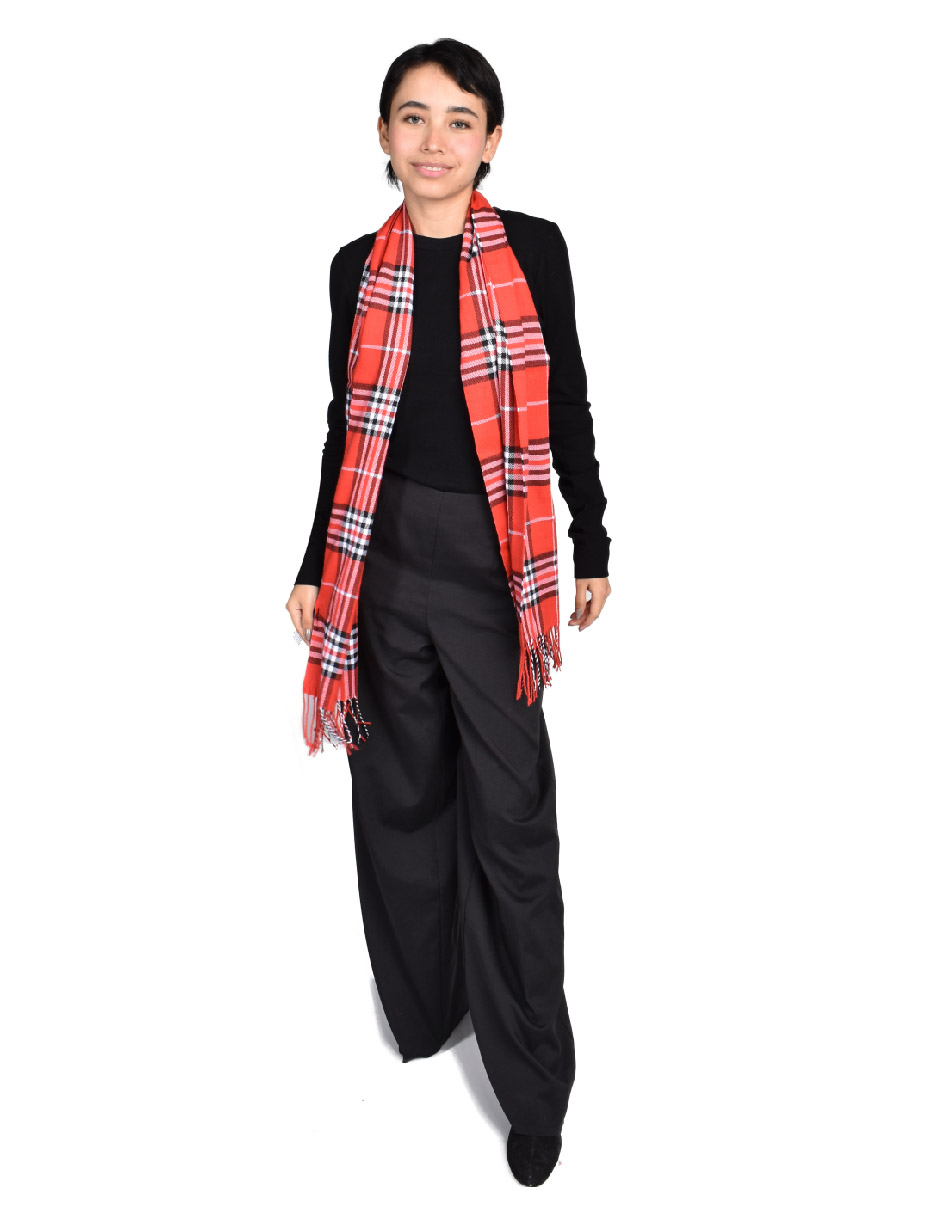 Bufanda Básica Unisex de Cuadros Color Rojo 