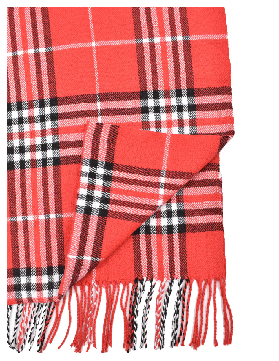 Bufanda Básica Unisex de Cuadros Color Rojo 