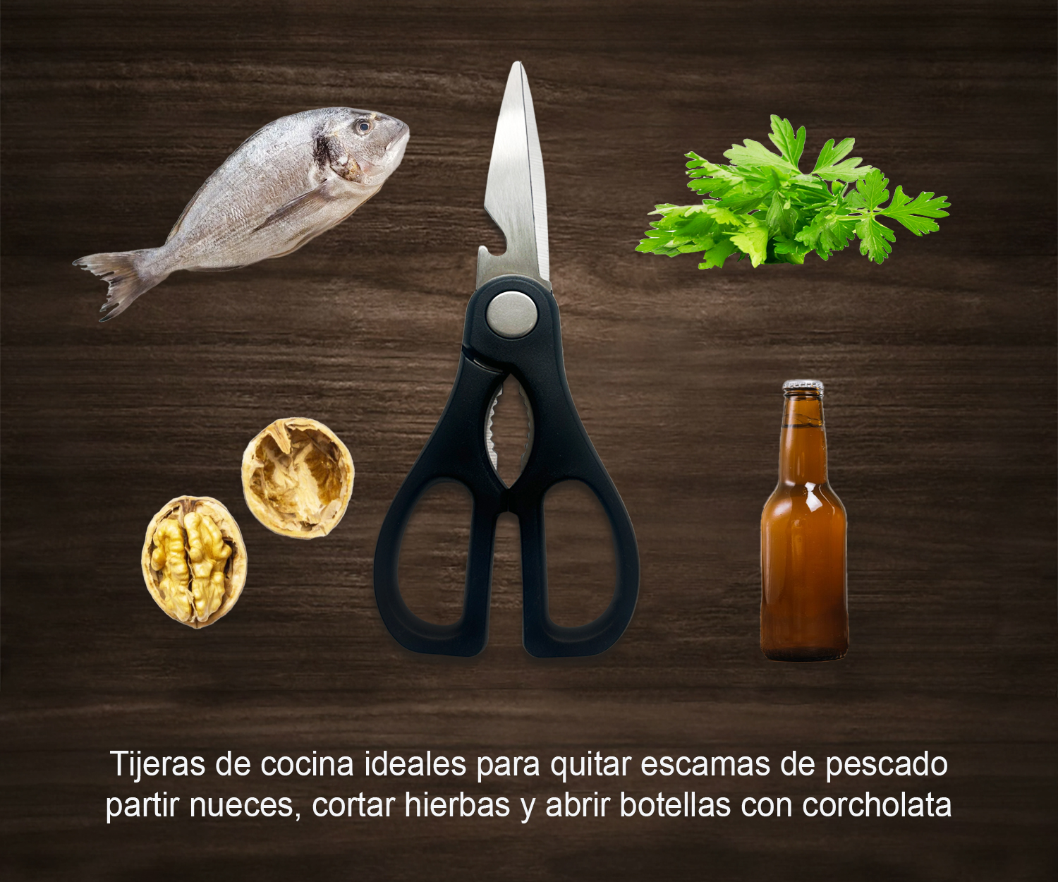 Set de 4 Cuchillos y Tijeras de Cocina con Soporte para Almacenar