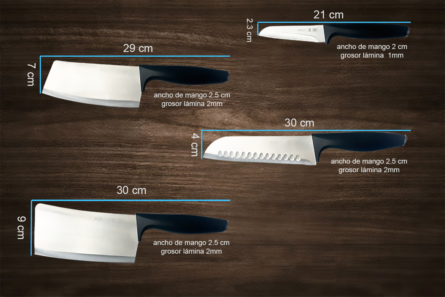 Set de 4 Cuchillos y Tijeras de Cocina con Soporte para Almacenar