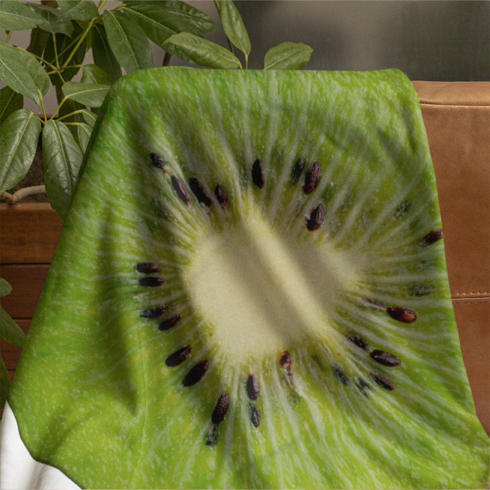 Cobija Manta Frazada Diseño Redonda de Frutas Kiwi Ultra Suave y Ligera de Alta Calidad