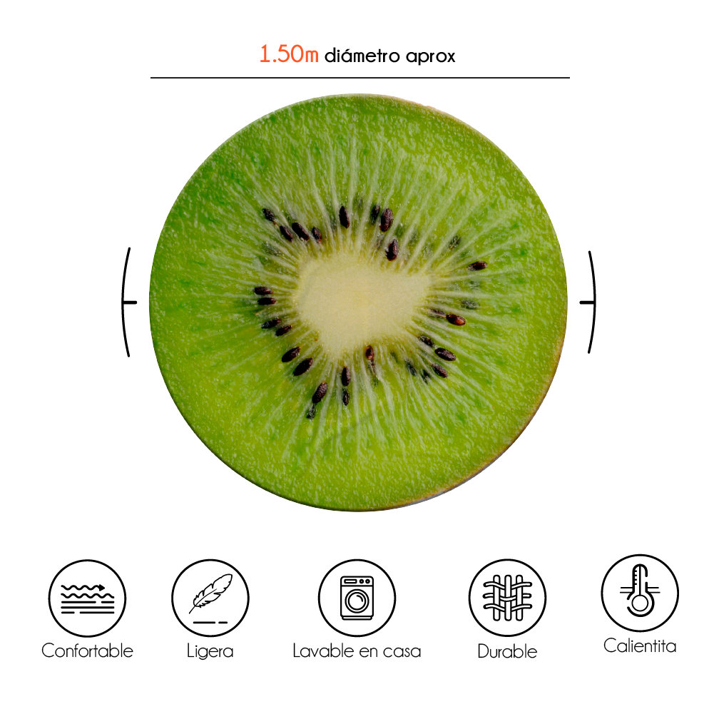 Cobija Manta Frazada Diseño Redonda de Frutas Kiwi Ultra Suave y Ligera de Alta Calidad