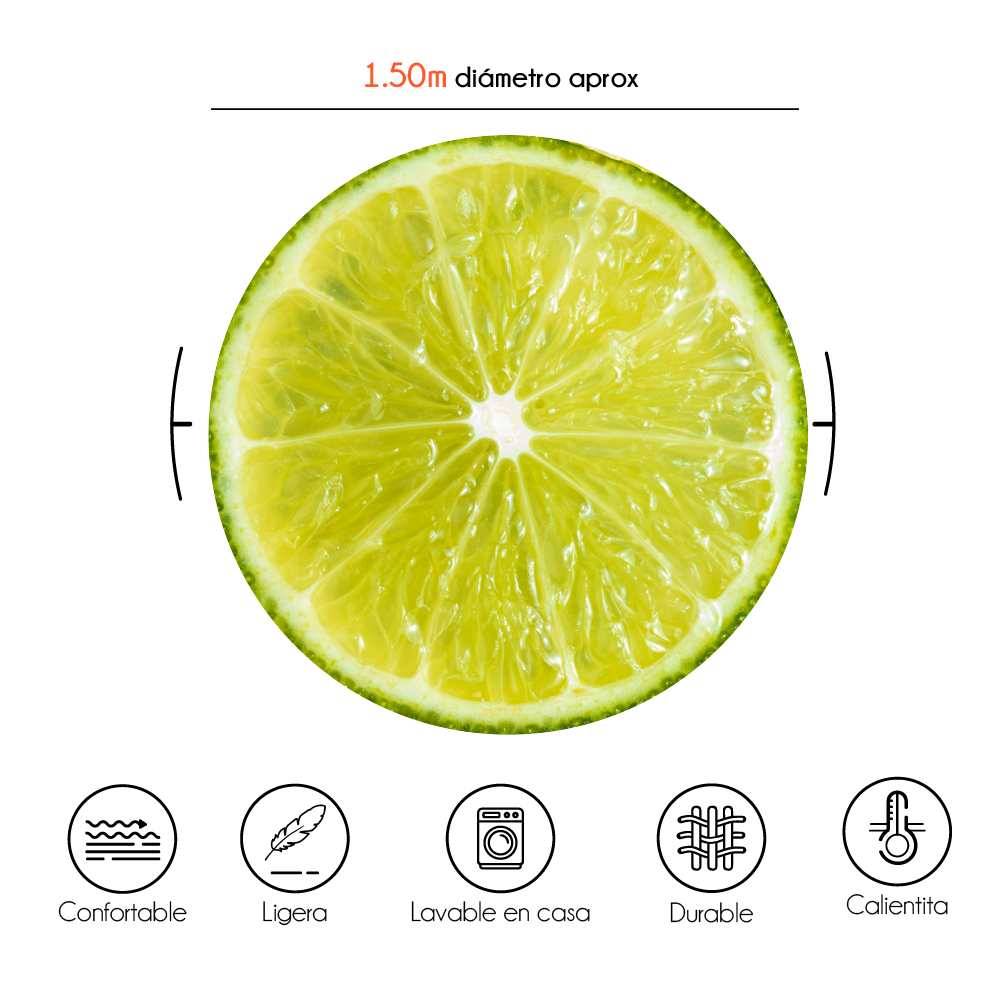 Cobija Manta Frazada Diseño Redonda de Frutas Limón Ultra Suave y Ligera de Alta Calidad