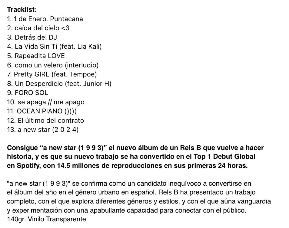 Rels B Album "a new star (1 9 9 3)" en formato vinilo