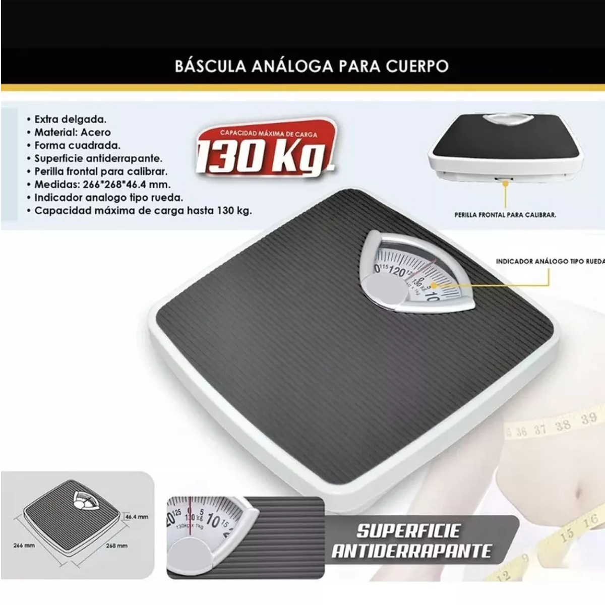 Báscula Analoga Uso Rudo Hasta 130kg Corporal